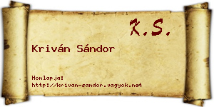 Kriván Sándor névjegykártya